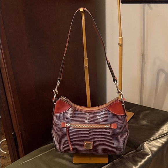 Dooney & Bourke Handbags - Dooney & Bourke Black and Brown Lizard embossed hobo Bag